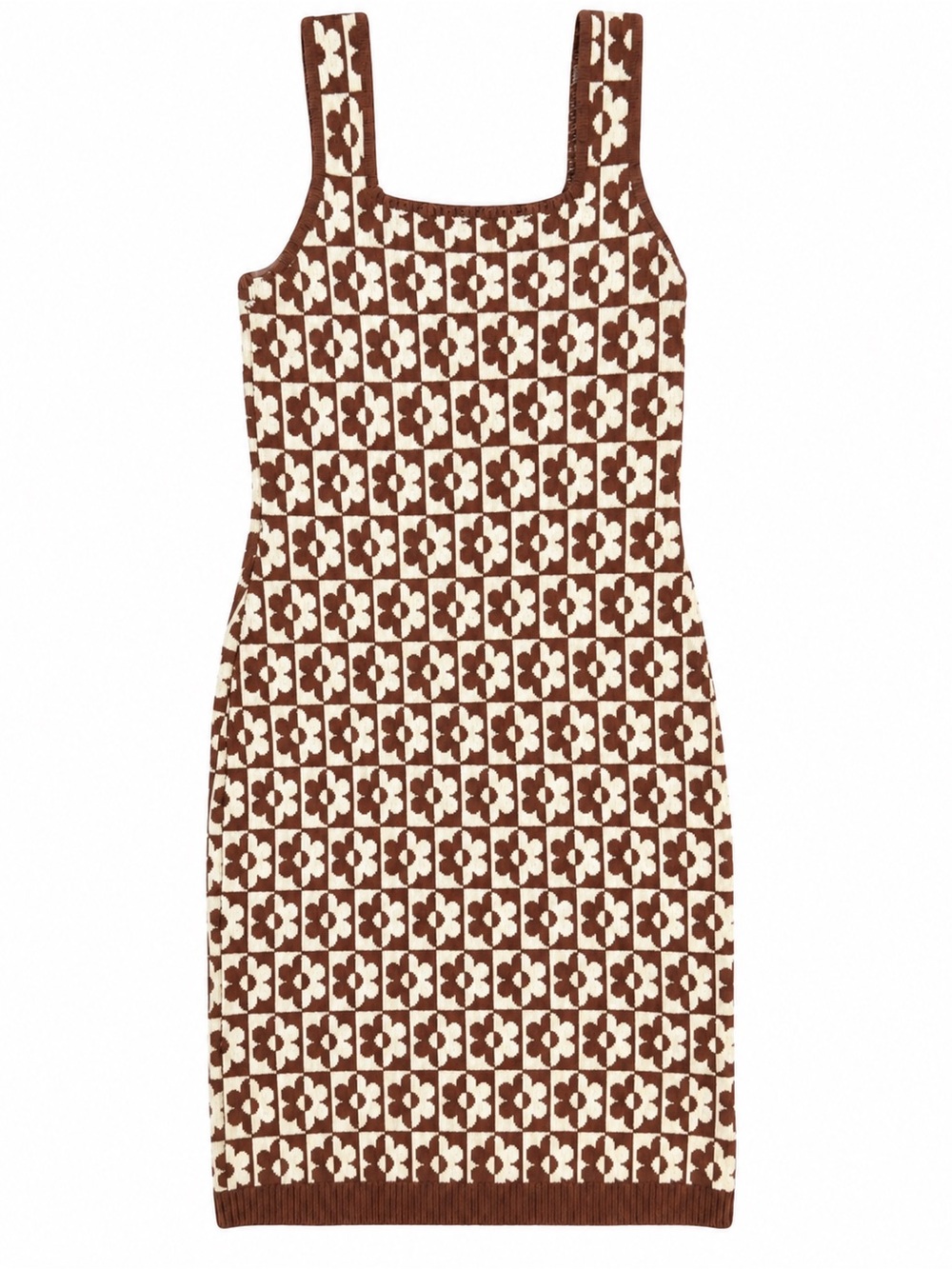 Hollister brown & cream floral knit mini dress